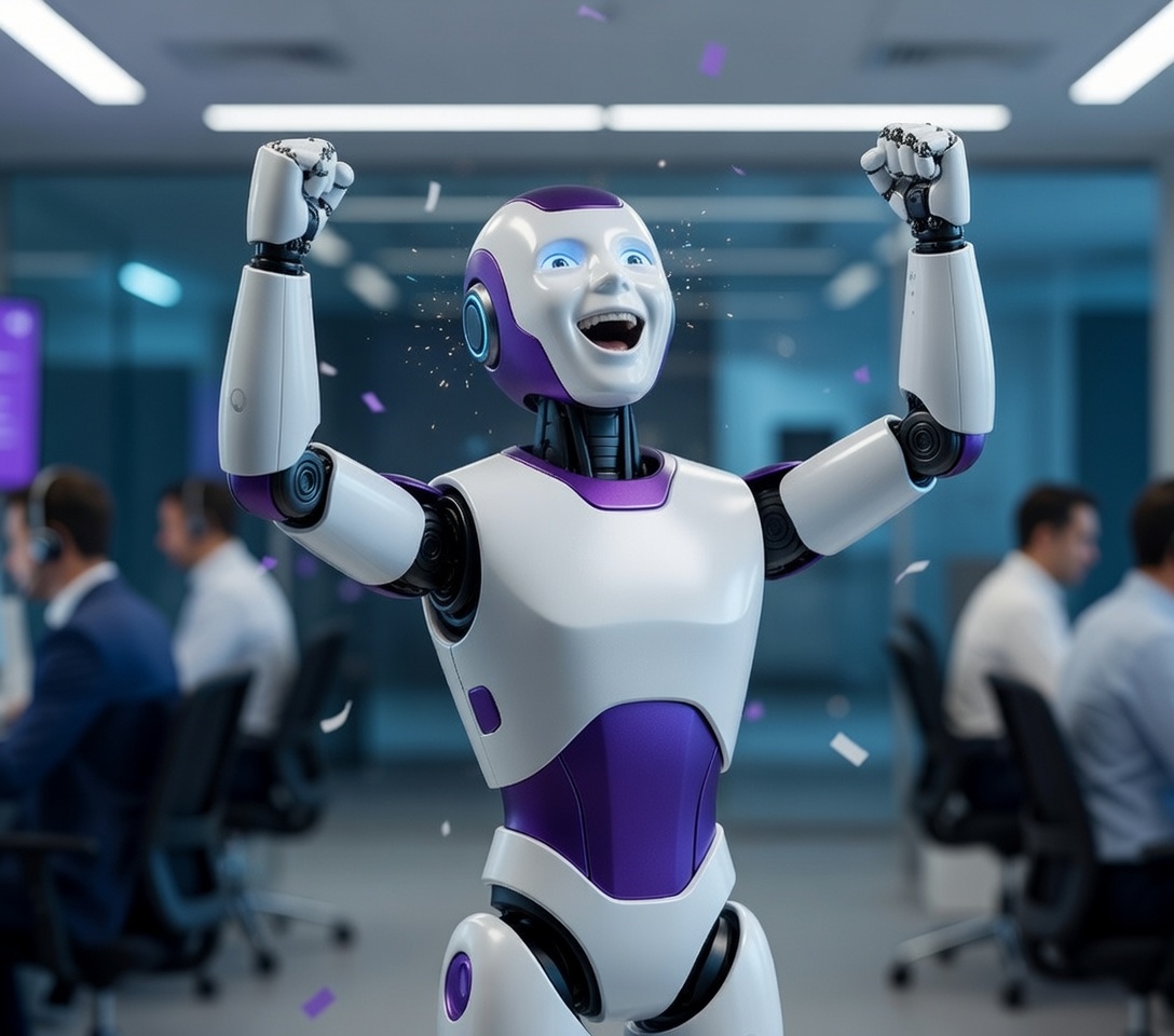 Robô Celebrando Sucesso